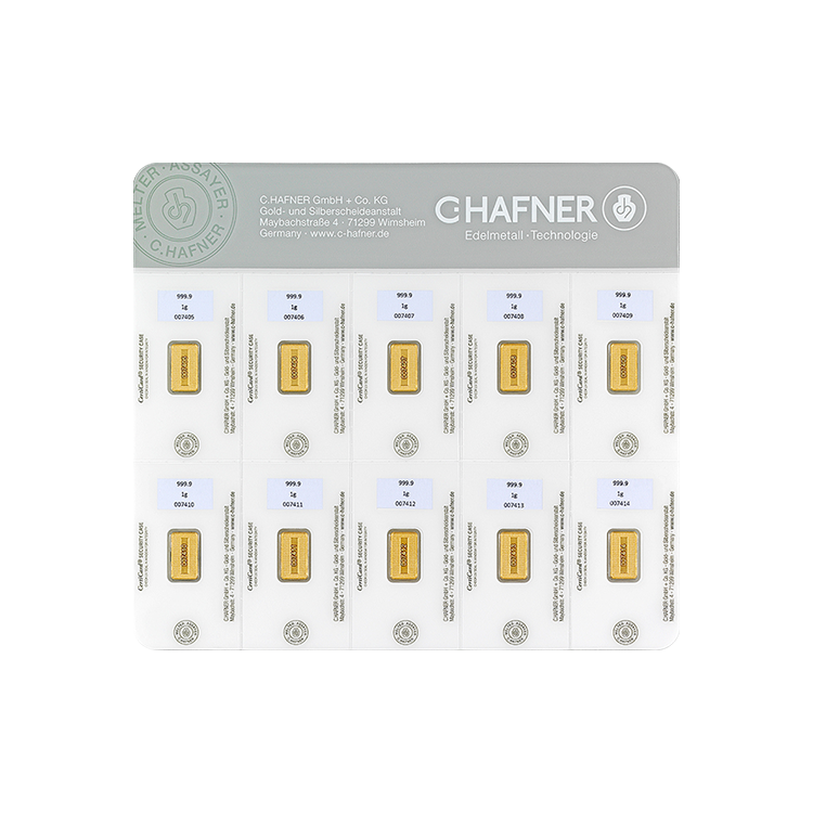 Design C. Hafner goldbar 10x 2 gram SmartPack