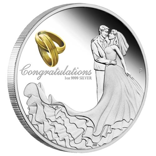 Zilveren bruiloft munt