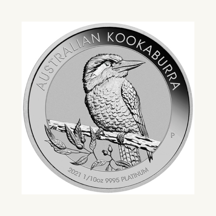Kookaburra munt 2021 van 1/10 troy ounce platina
