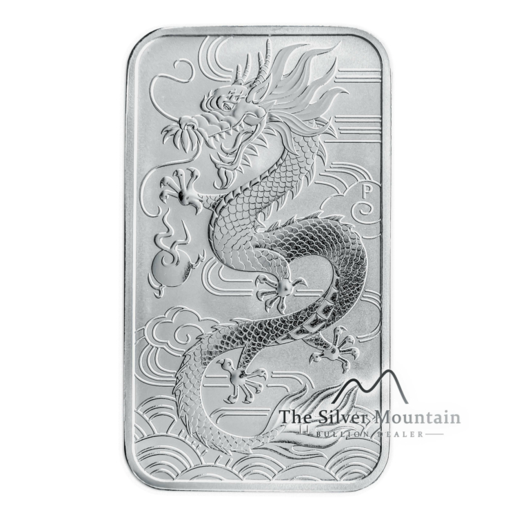 1 Troy ounce zilveren munt baar Rectangular Dragon 2018