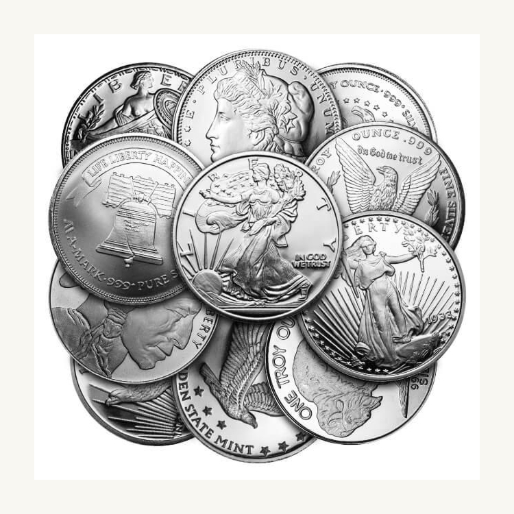 1 troy ounce zilveren munt divers