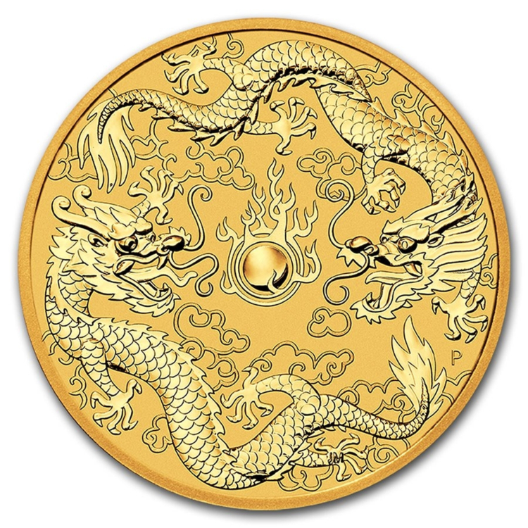 1 Troy ounce gouden munt dubbele Dragon 2020