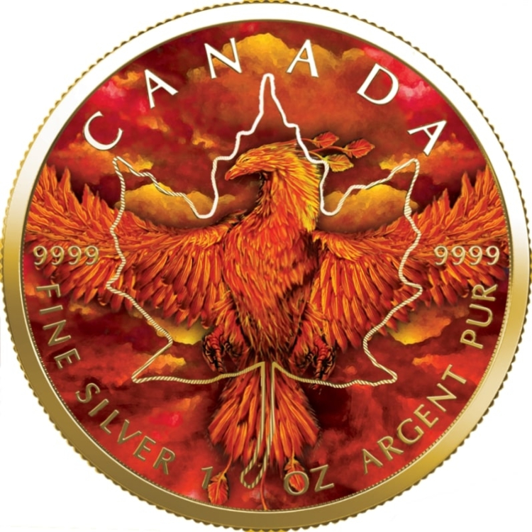 1 Troy ounce zilveren munt Maple Leaf Rising Phoenix 2020