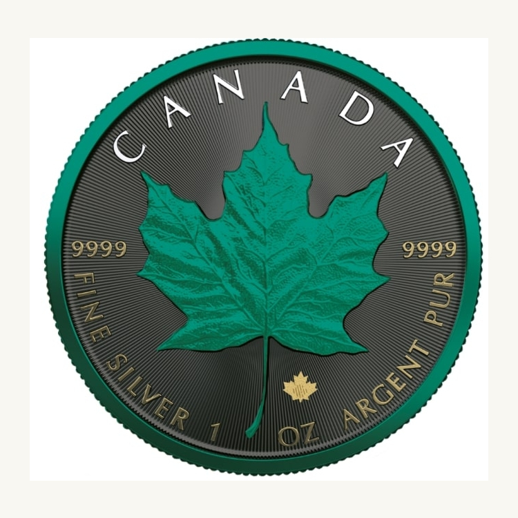 1 Troy ounce zilveren munt Maple Leaf Space Green 2020