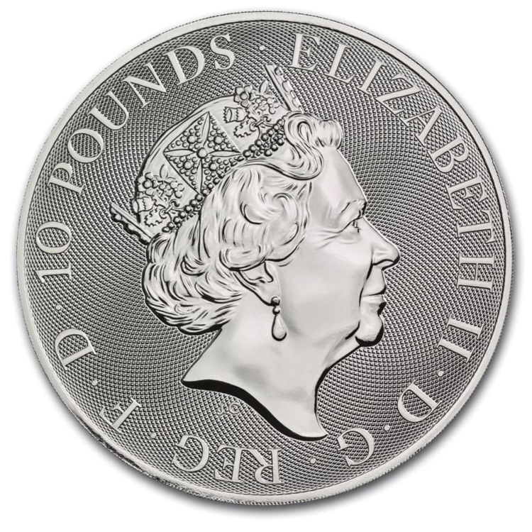 10 Troy ounce zilveren munt Queens Beasts Falcon of the Plantagenets 2020