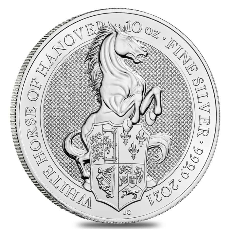 10 Troy ounce zilveren munt Queens Beasts White Horse 2021