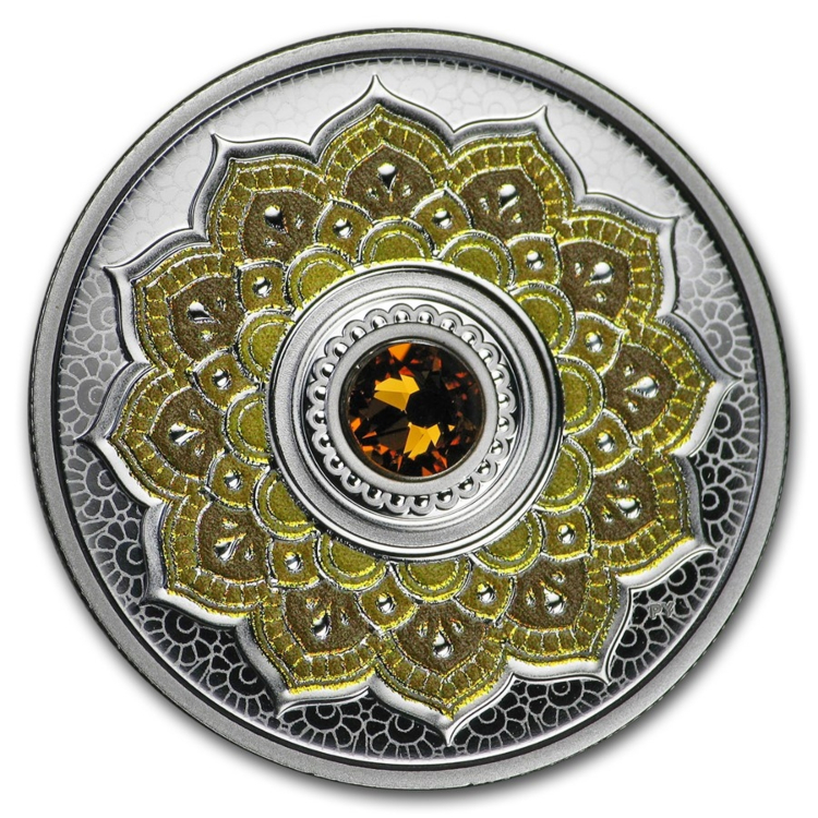 Zilveren munt November Birthstone Swarovski