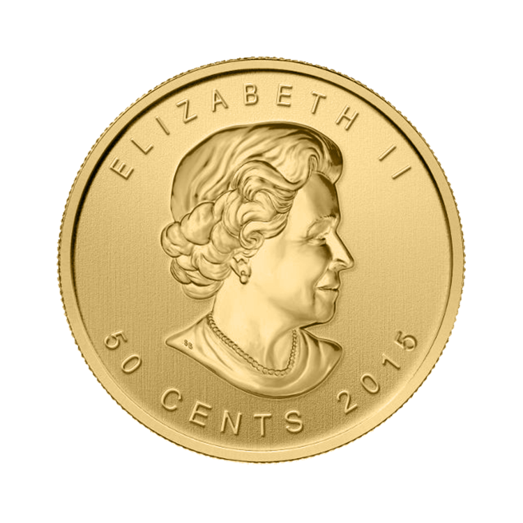 Achterkant van de 1 Gram gouden munt Maple Leaf