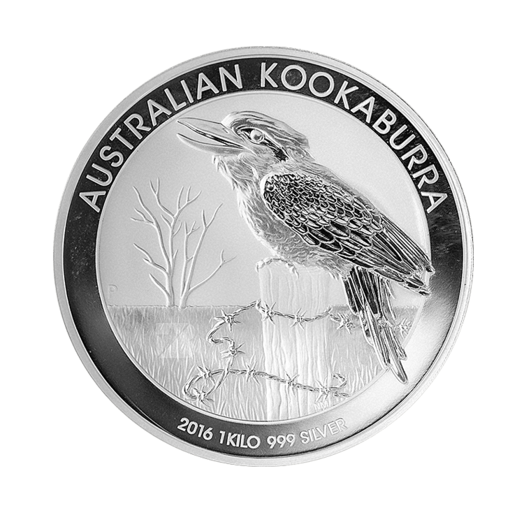 Voorzijde 1 kilogram zilver Kookaburra munt 2016