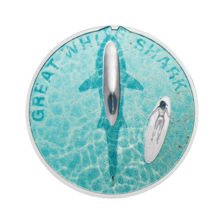 1 troy ounce zilveren munt witte haai - Proof 2021
