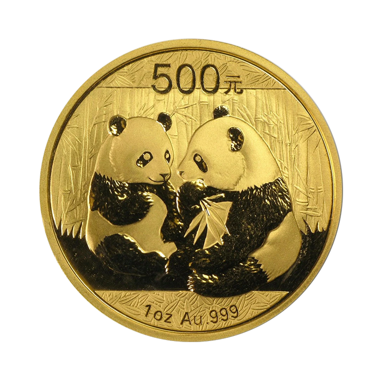 Voorzijde 1 troy ounce gouden Panda munt