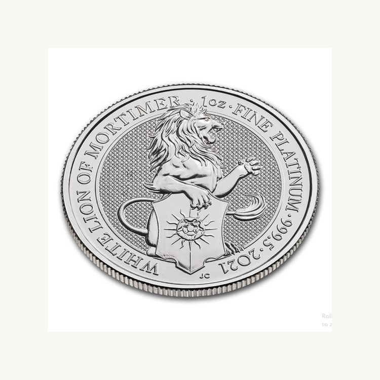 Queens Beasts White Lion 2021 platina munt 1 troy ounce