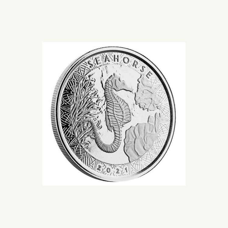 1 troy ounce zilveren munt zeepaardje 2021