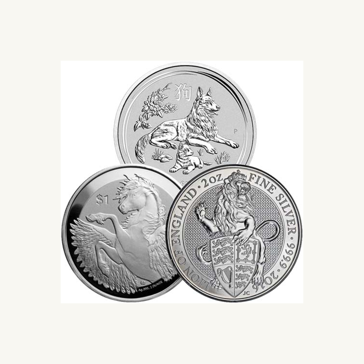 2 troy ounce zilveren munt divers