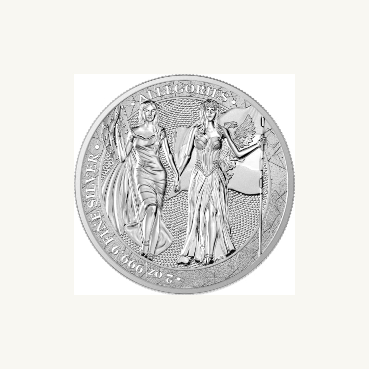 2 Troy ounce zilveren munt Columbia Allegories 2019