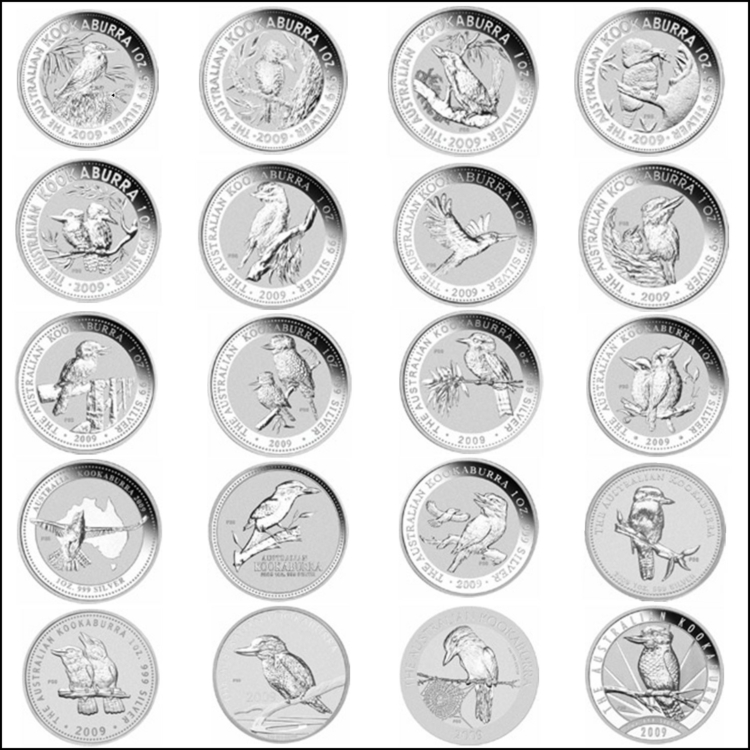 20-delige set zilveren Kookaburra munten