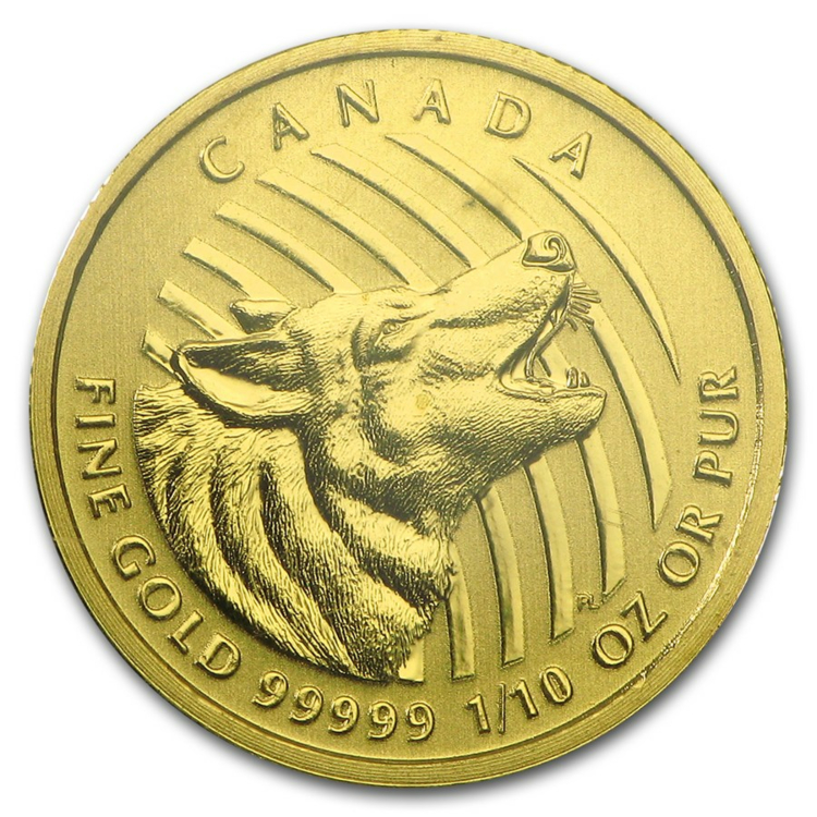 1/10 troy ounce gouden Howling Wolf 2015