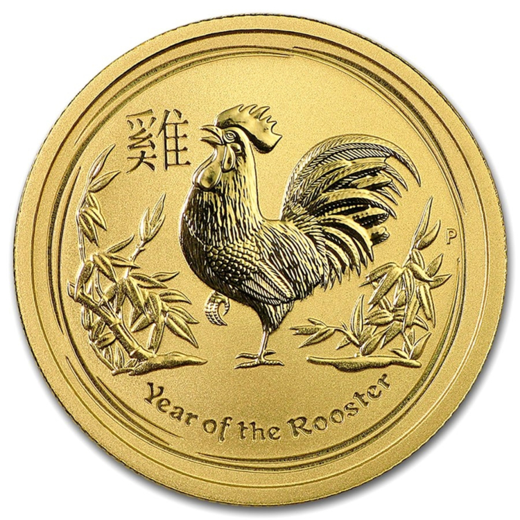 1 troy ounce gouden Lunar munt 2017 - het jaar van de haan