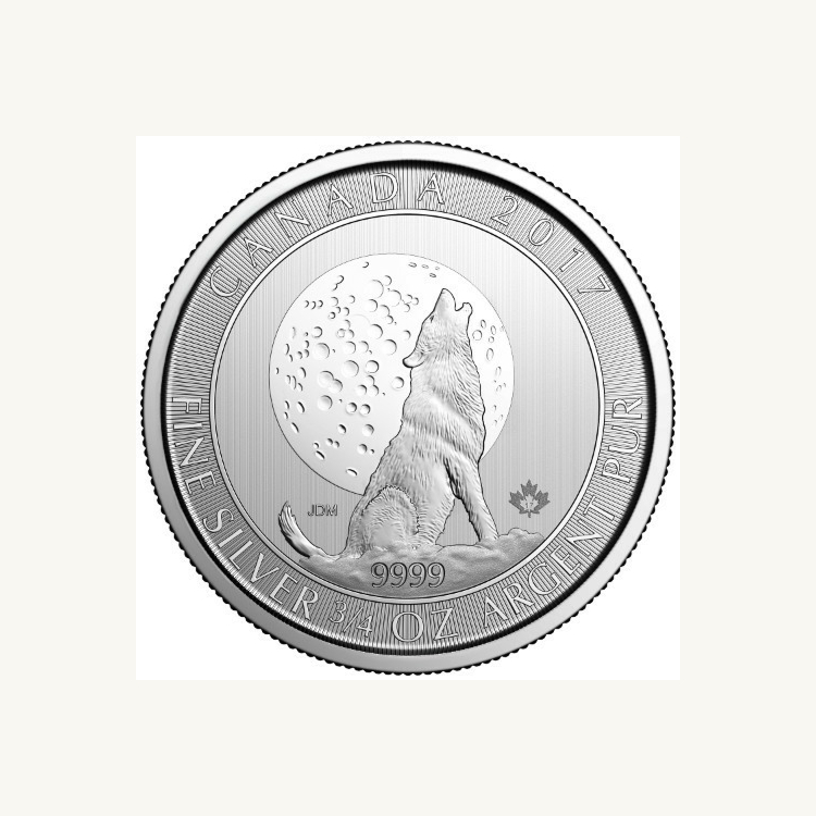 3/4 troy ounce zilveren munt Wolf Moon 2017