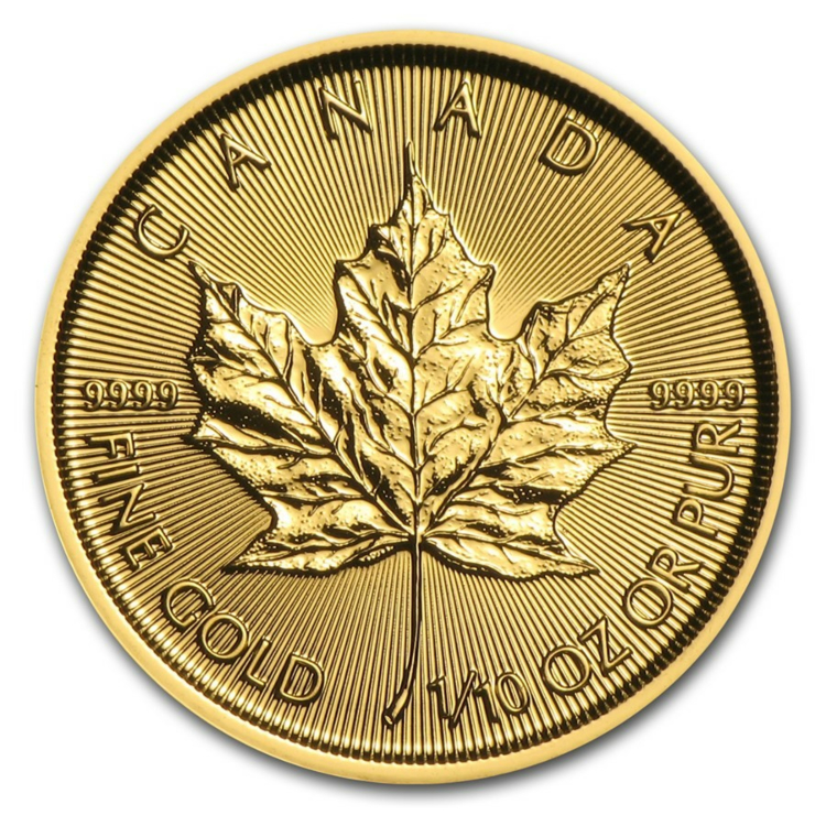 Gouden 1/10 troy ounce Maple Leaf munt Hologram