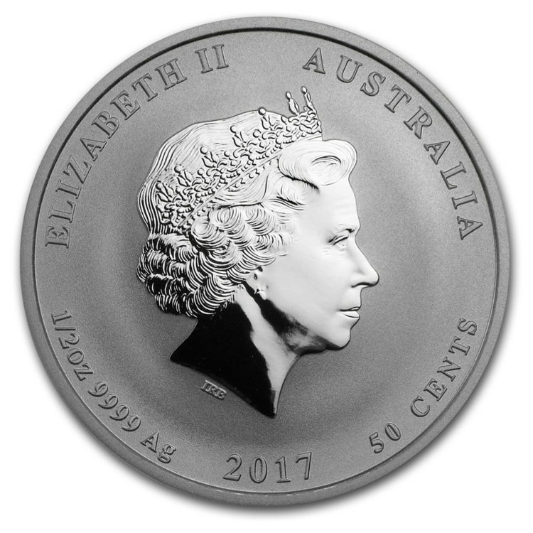 Halve troy ounce zilveren Lunar munt 2017 - jaar van de haan