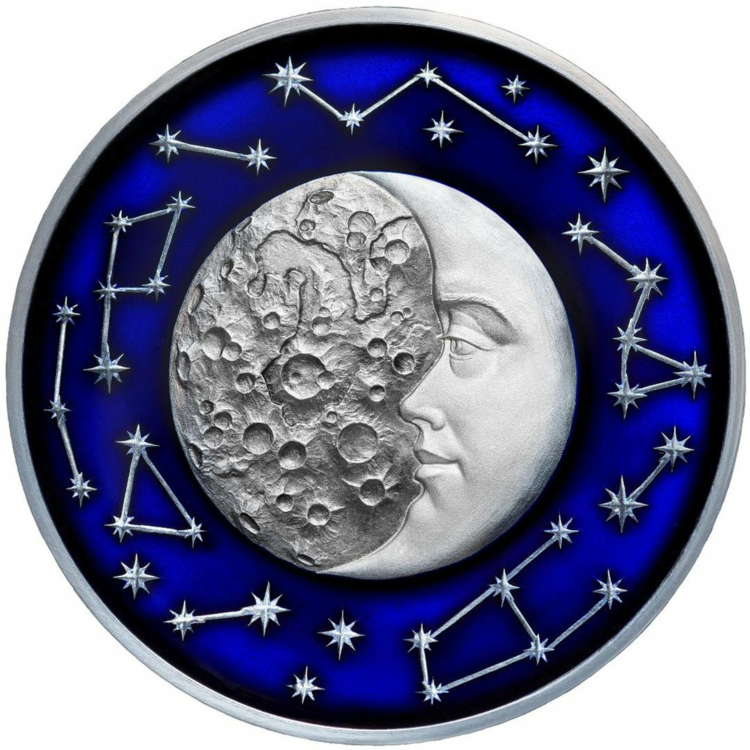 2 Troy ounce zilveren munt Moon