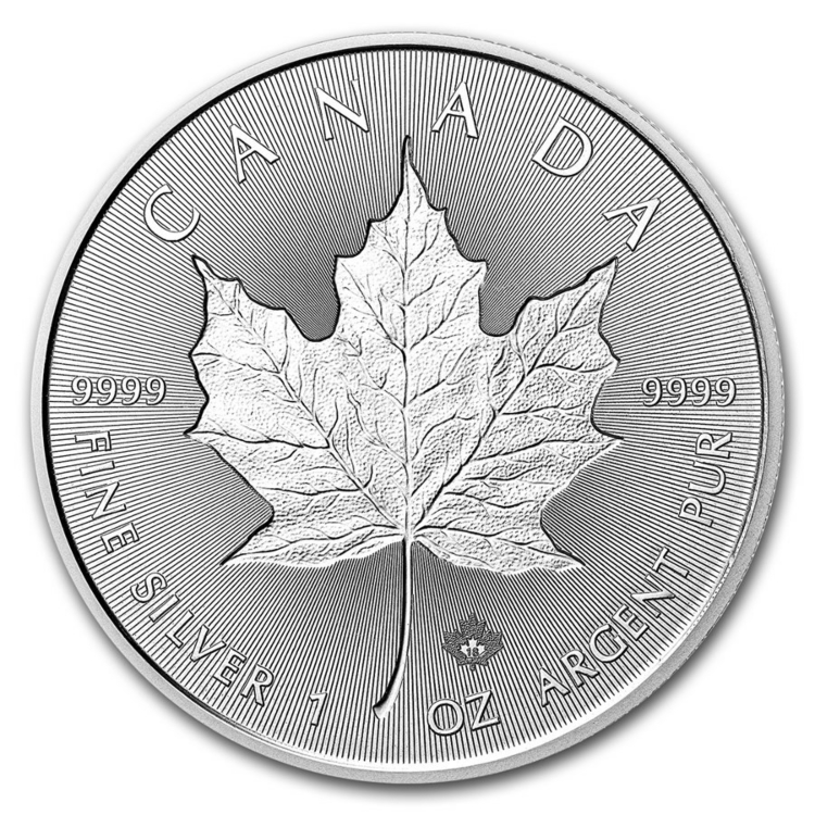 1 Troy ounce zilveren munt Maple Leaf 2018 ingeslagen blad