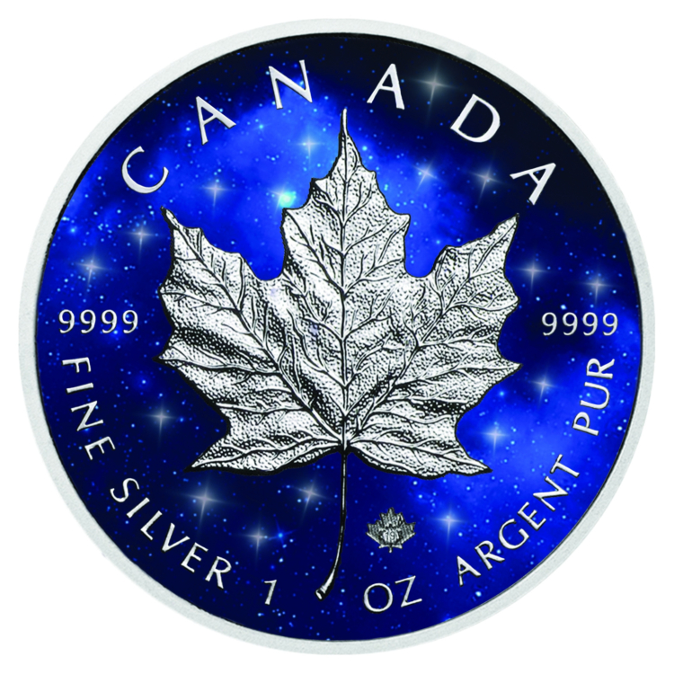 1 Troy ounce zilveren munt Glowing Galaxy Maple Leaf 2019