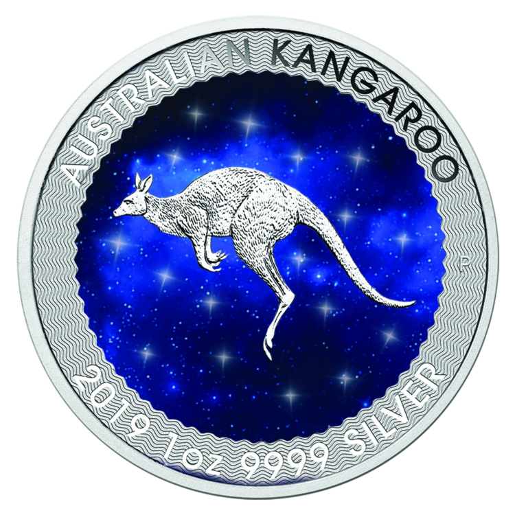 1 Troy ounce zilveren munt Glowing Galaxy Kangaroo 2019