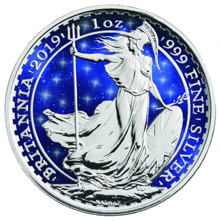1 Troy ounce zilveren munt Glowing Galaxy Britannia 2019