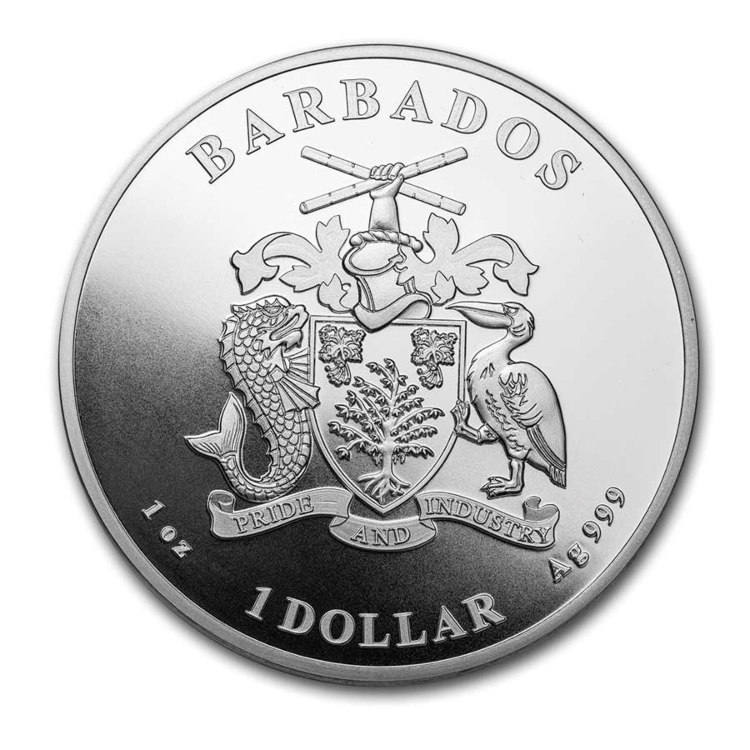 1 troy ounce zilveren munt Caribbean Seahorse 2021