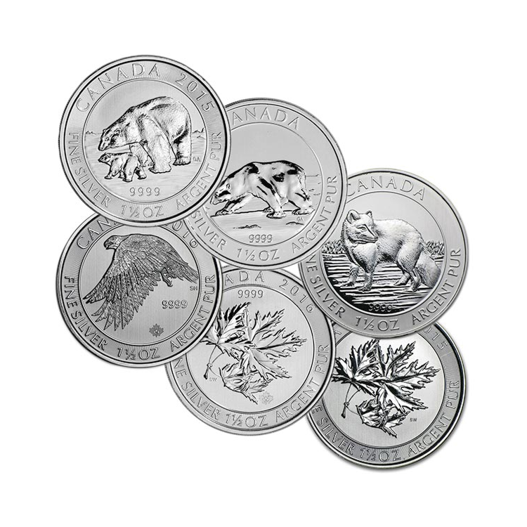 25 Troy ounce diverse circulated zilveren verzamelmunten