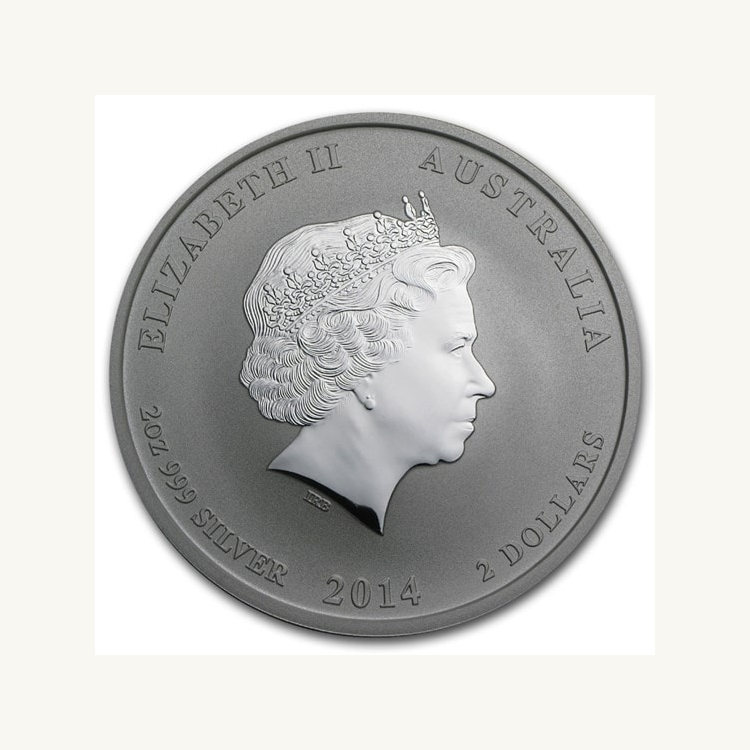 2 Troy ounce zilveren munt Lunar 2014 