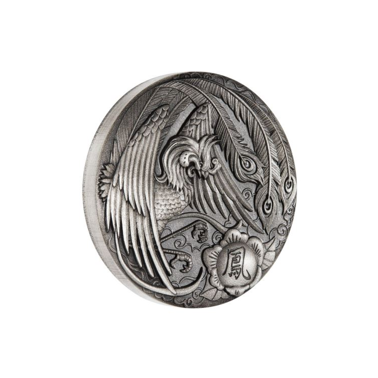 2 troy ounce zilveren munt Phoenix antieke afwerking 2018