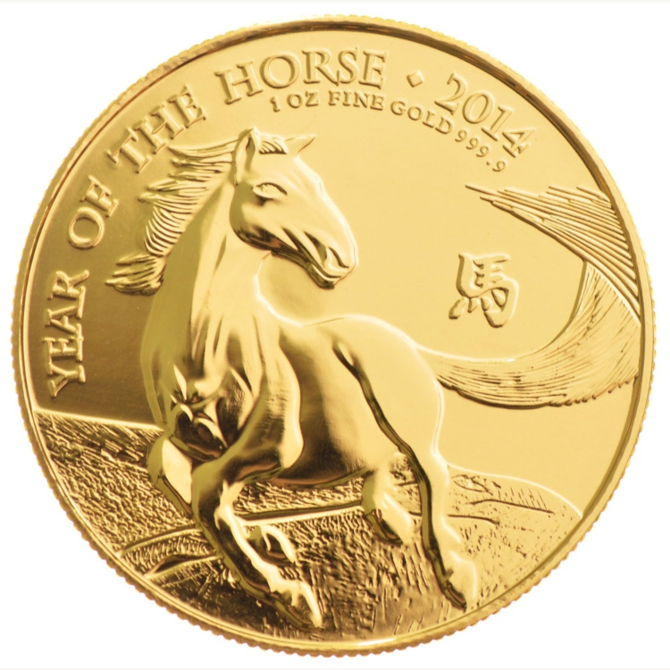 1 Troy ounce gouden munt UK Lunar 2014