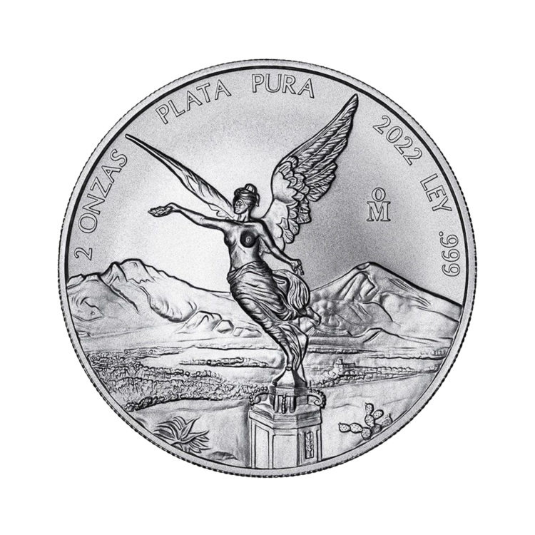 2 troy ounce zilveren munt Mexico Libertad 2022 voorkant