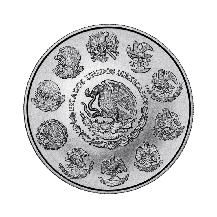2 troy ounce zilveren munt Mexico Libertad 2022 achterkant