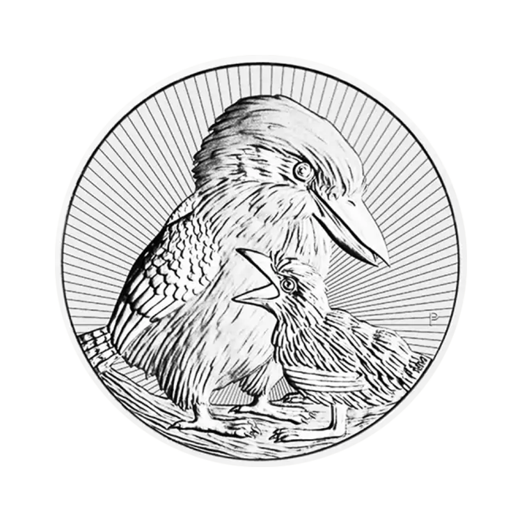 Ontwerp van de 2 troy ounce zilveren Kookaburra munt 2020