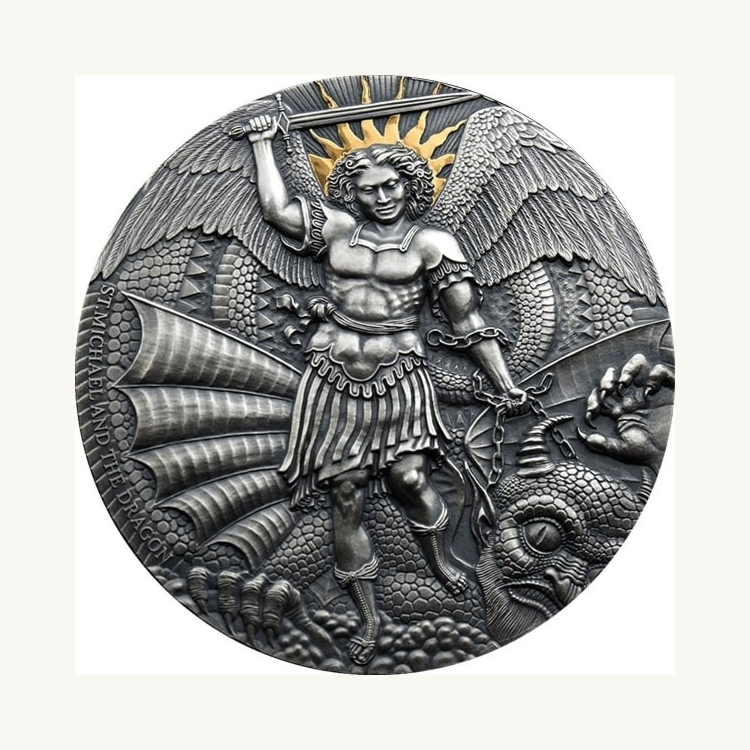 3 troy ounce zilveren munt St. Michael en de Dragon Apocalypse