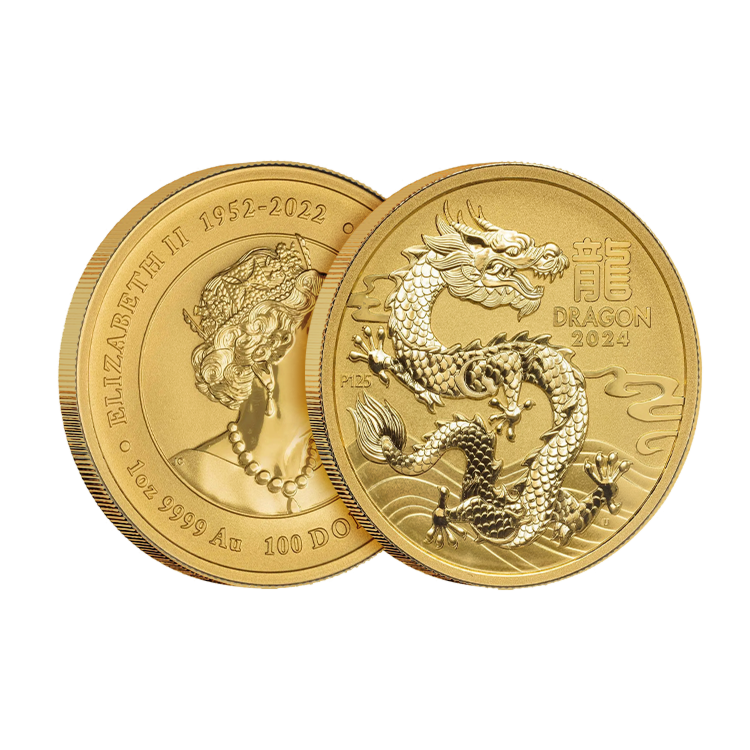 Ontwerp 1 troy ounce gouden Lunar Year of the Dragon munt 2024