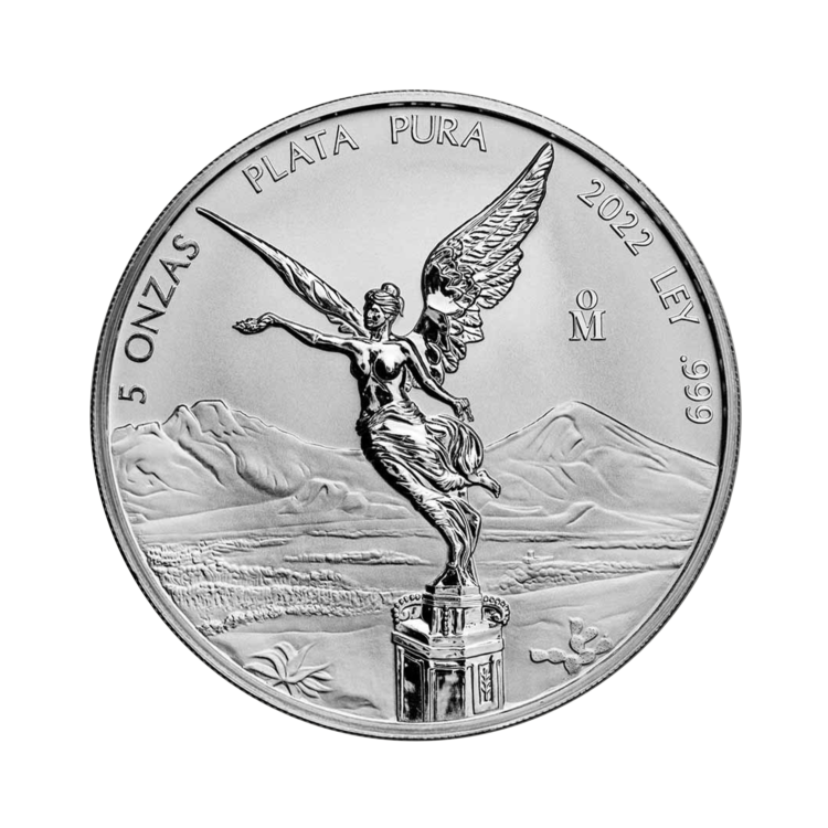 5 troy ounce zilveren munt Mexico Libertad 2022 voorkant