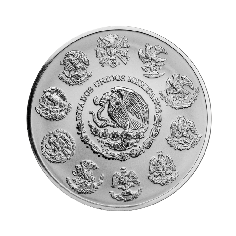 5 troy ounce zilveren munt Mexico Libertad 2022 achterkant