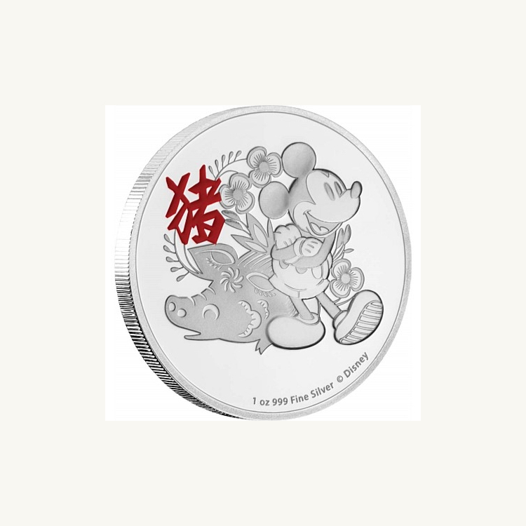 1 Troy ounce zilveren munt Disney Lunar Year of the Pig 2019