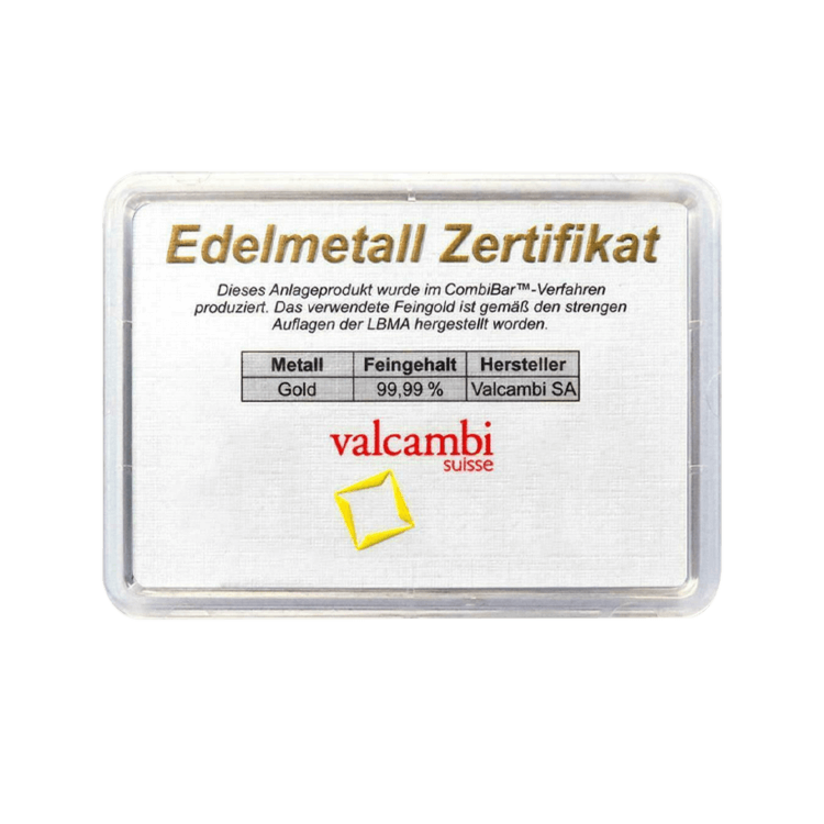 Certificaat van Echtheid 10x 1 gram gouden CombiBar