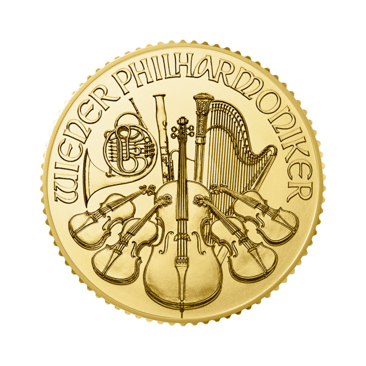 Ontwerp gouden Philharmoniker munt
