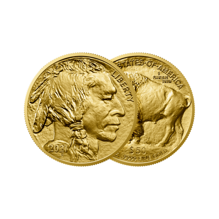 Voor- en achterzijde 1 troy ounce gouden American Buffalo munt