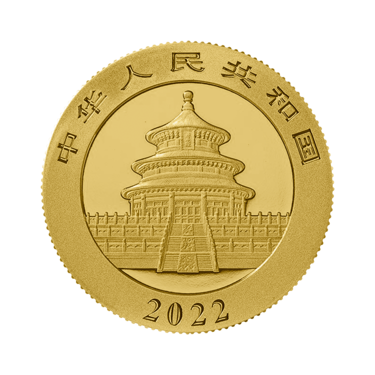 Ontwerp gouden panda munt 2022