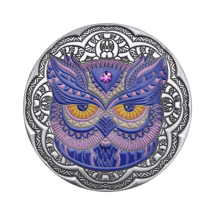 Design zilveren Mandala Owl munt