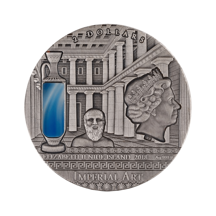 Design zilveren Griekse Parthenon Tempelmunt munt