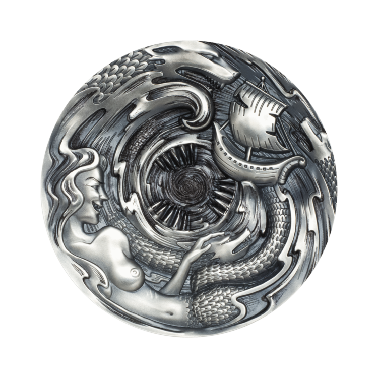 Design zilveren Scylla en Charybdis munt